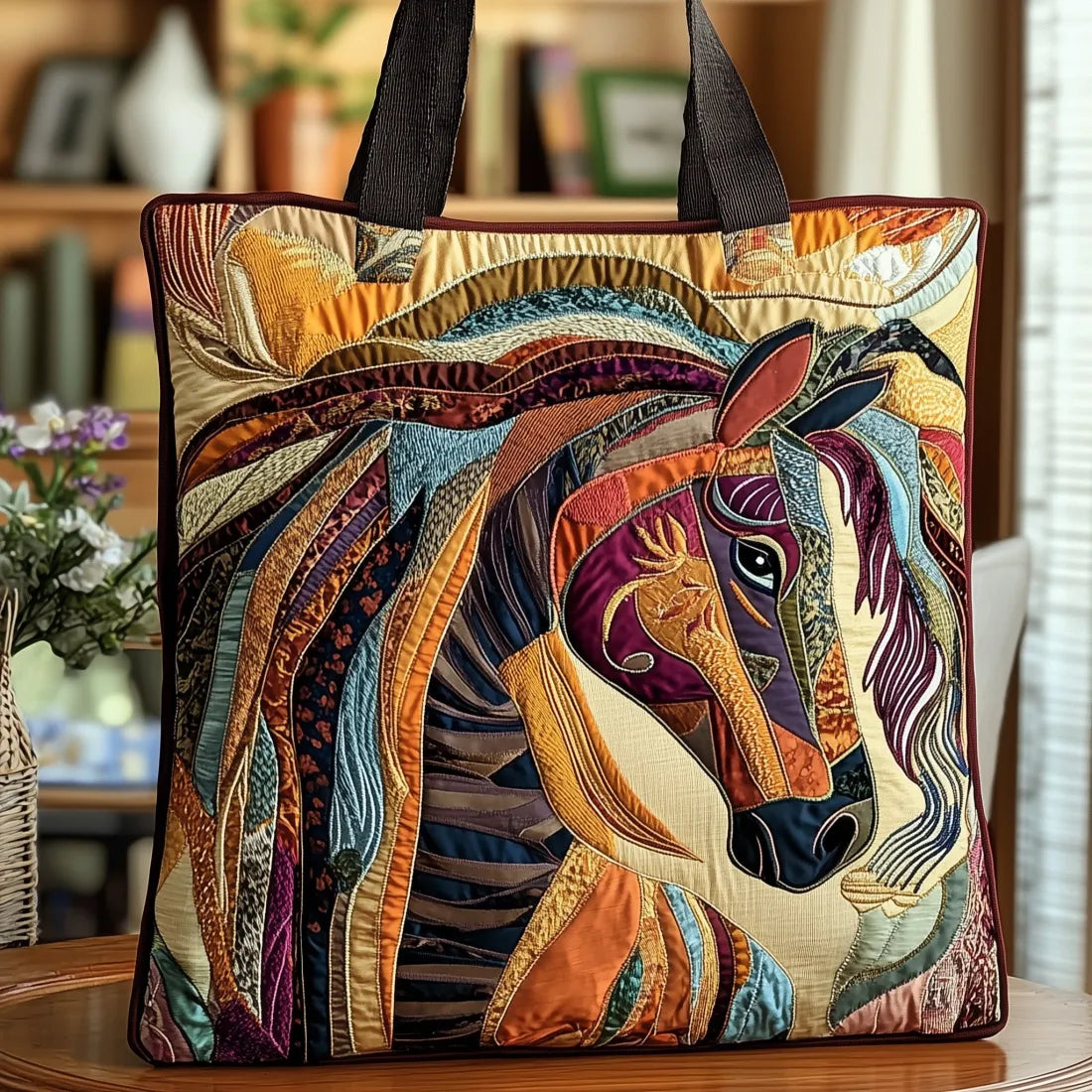 Pikowana Torba Shopper – Koń i Mozaika
