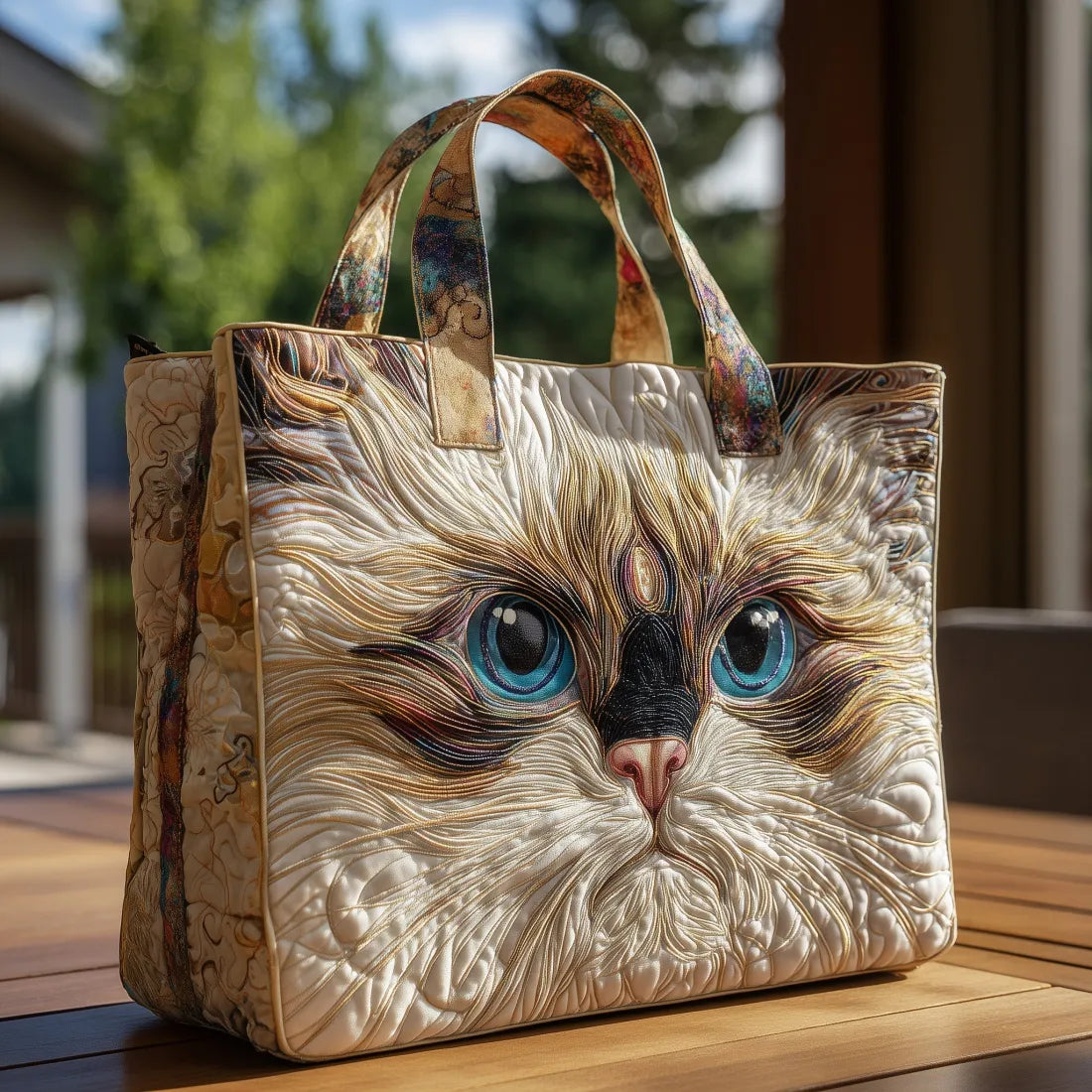 Pikowana Torba Shopper – Biały Kot