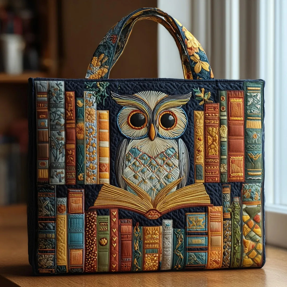 Pikowana Torba Shopper – Sowa w Bibliotece