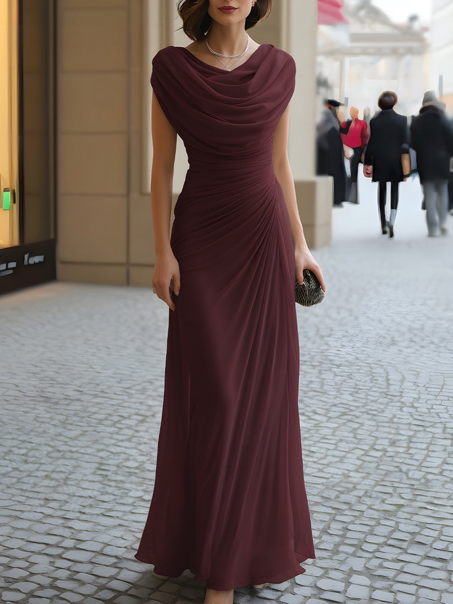 Adriana | Elegancka Sukienka Maxi - Bordowy