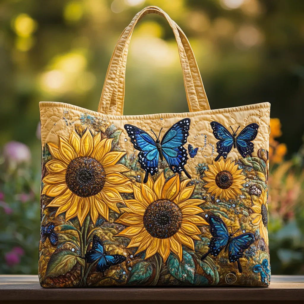 Pikowana Torba Shopper – Słoneczniki i Motyle