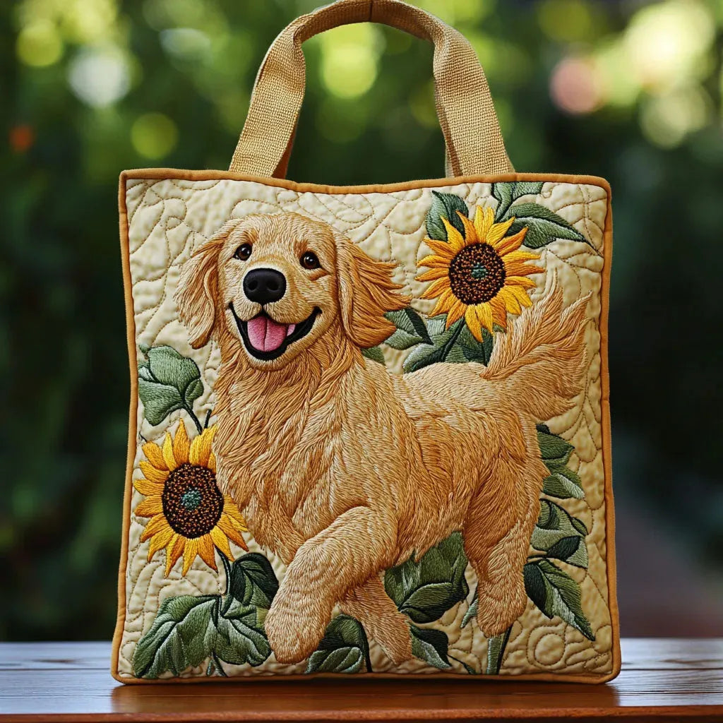 Pikowana Torba Shopper – Złoty Welur