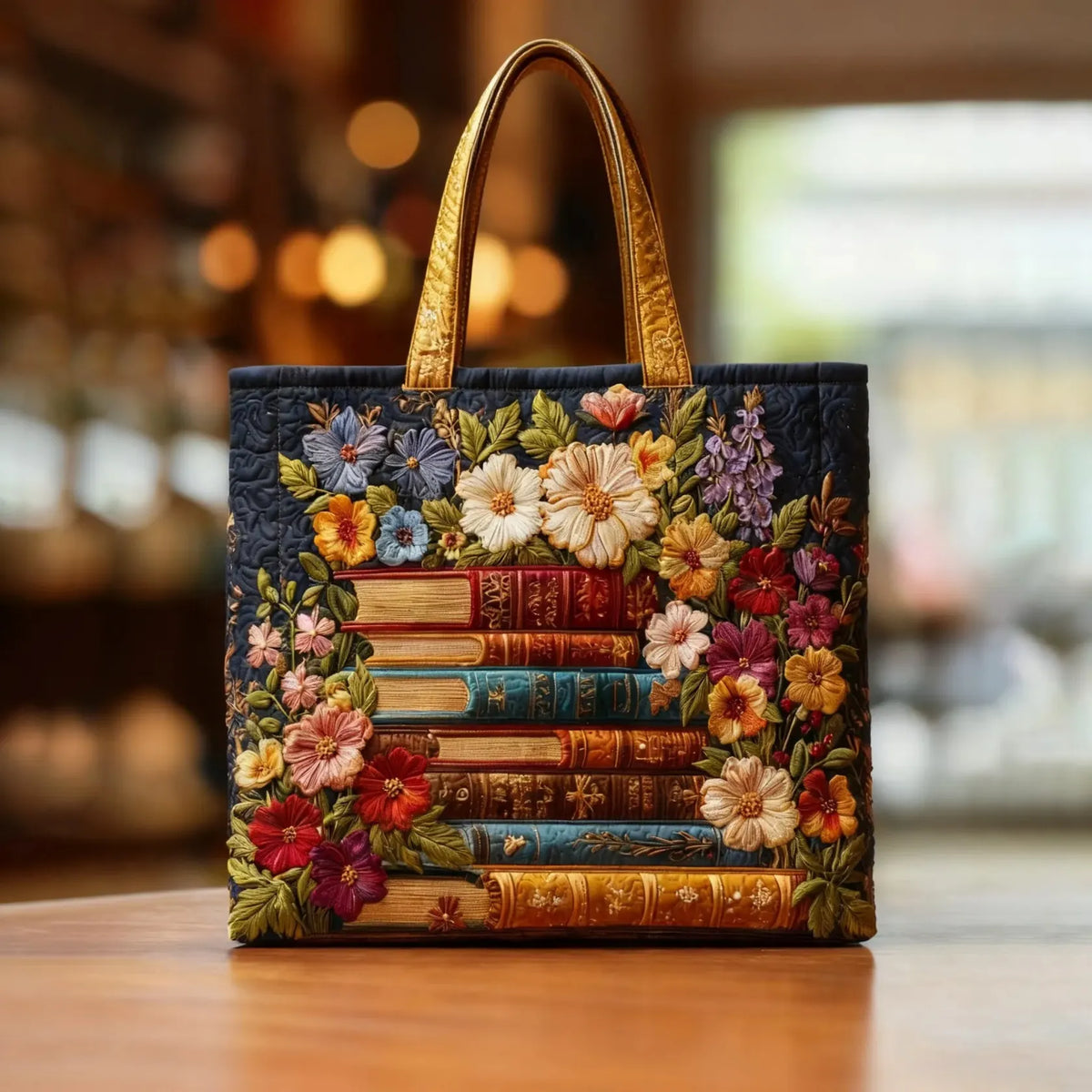 Pikowana Torba Shopper – Kwiatowy Wzór