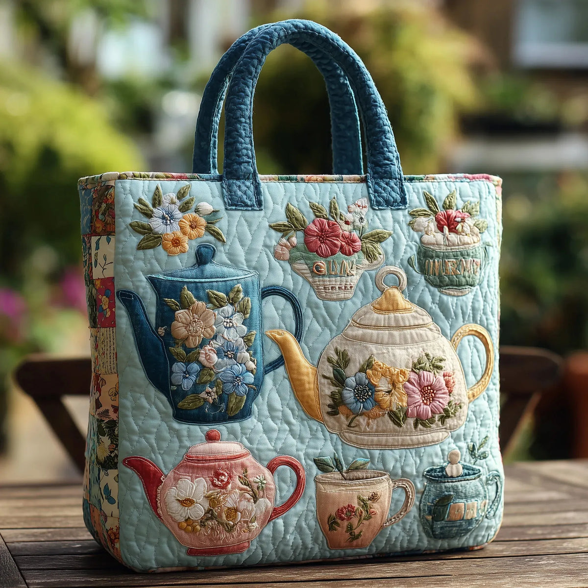 Pikowana Torba Shopper – Wzór Kwiatowy
