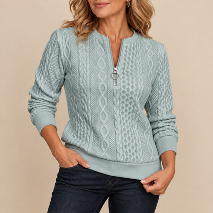 Fleur | Dzianinowy Sweter z Zamkiem