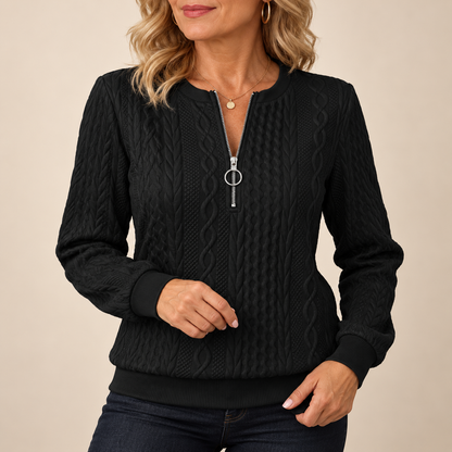 Fleur | Dzianinowy Sweter z Zamkiem