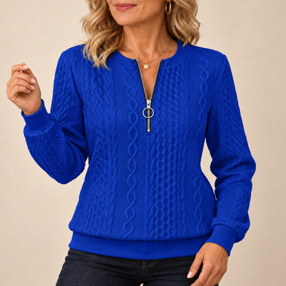 Fleur | Dzianinowy Sweter z Zamkiem