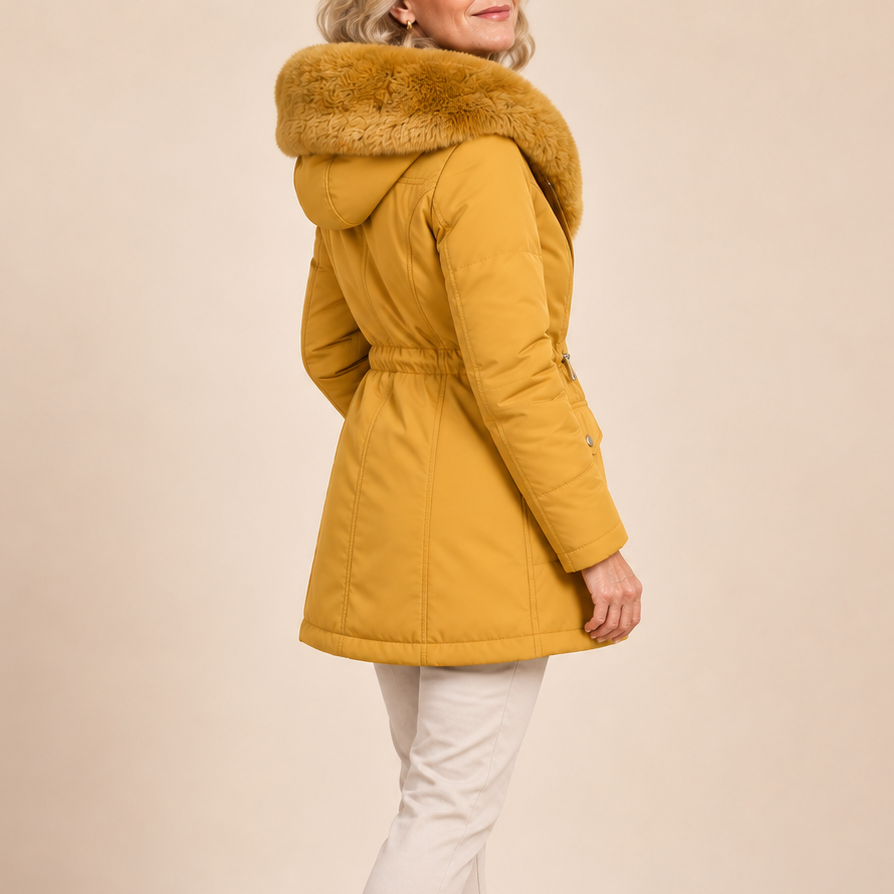 Lucienne | Taliowana Parka z Futrzanym Kapturem
