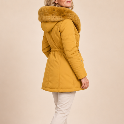 Lucienne | Taliowana Parka z Futrzanym Kapturem