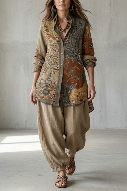 Tara | Bohemijski Komplet z Nadrukiem Paisley